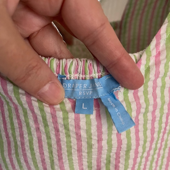 FLASH SALE! Draper James RSVP Striped Seersucker Peplum Top Size Large - Picture 6 of 10